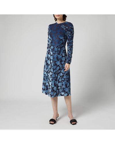 Stine Goya Ellie Lurex Velvet Dress - Blue