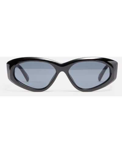 Le Specs Under Wraps Acetate Oval-frame Sunglasses - Blue