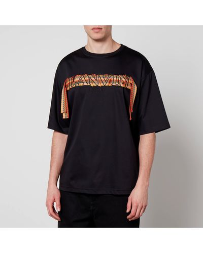 Lanvin Curb Logo-embroidered Cotton-jersey T-shirt - Black