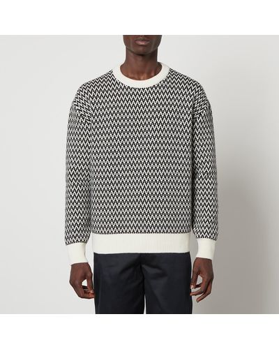 Lanvin Curb Chevron Intarsia Wool-blend Sweater - Grey