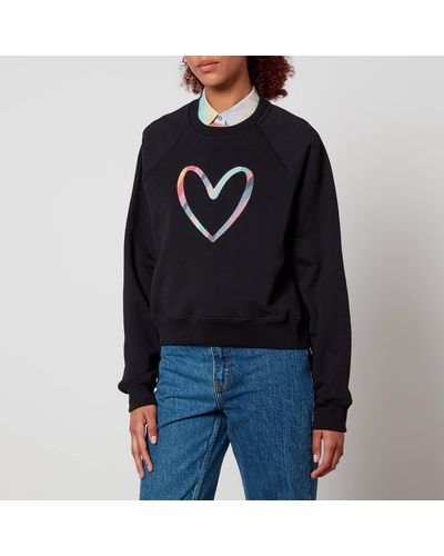 PS by Paul Smith Swirl Heart Fleece-Back Cotton-Jersey Sweatshirt - Black