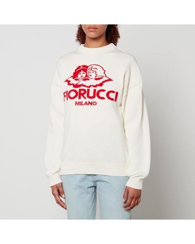 Fiorucci intarsia knit sweater in blue monogram