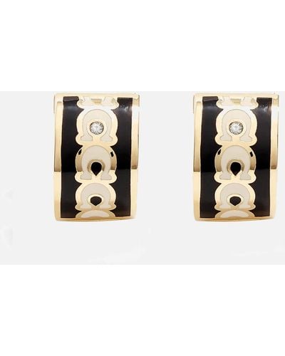 COACH Signature Gold-plated Enamel Huggie Earrings - Metallic