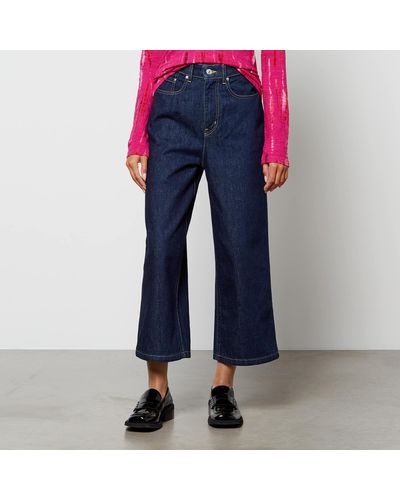KENZO Sumire Cropped Denim Wide-leg Jeans - Blue