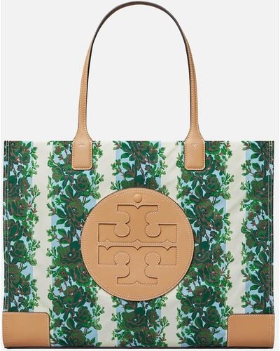 Tory Burch Ella Floral Canvas Tote Bag - Green