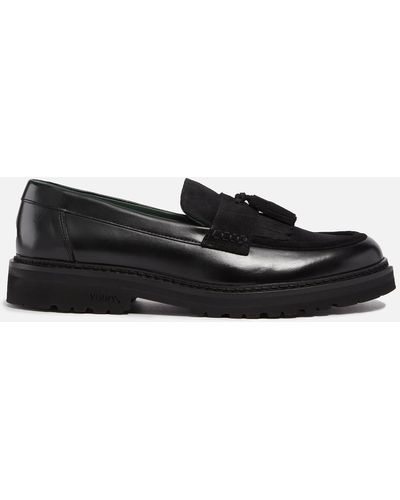 VINNY'S Richee Tassel Leather And Suede Loafers - Black