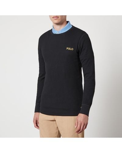 Polo Ralph Lauren Waffle-Knit Long Sleeve T-Shirt - Black