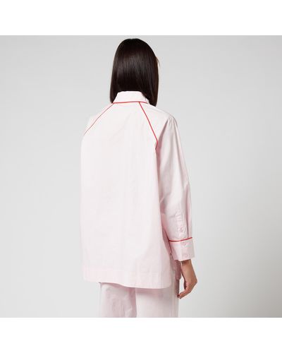 GANNI Floral-print organic silk-blend satin pajama pants