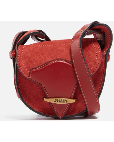 Isabel Marant Botsy Mini Suede Saddle Bag - Red