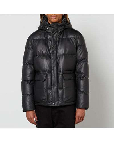 Yves Salomon Quilted Leather Down Puffer Jacket - Black