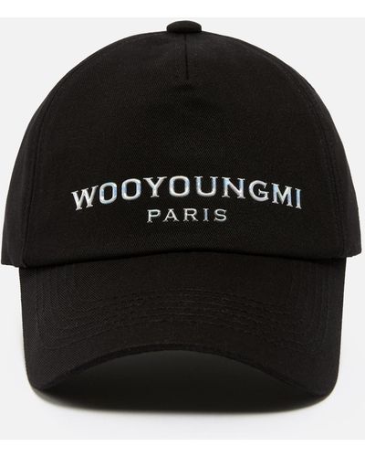 WOOYOUNGMI Paris Metallic Logo-embroidered Cotton-twill Cap - Black