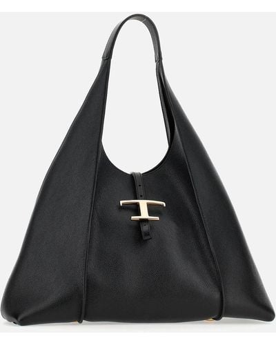 Tod's T Hobo Leather Hobo Bag - Black