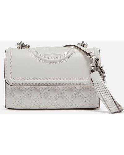 Tory Burch Fleming Small Convertible Leather Shoulder Bag - Grey