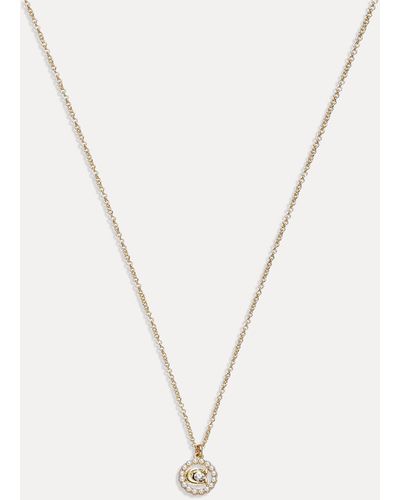 COACH C Multi Gold Plated Crystal And Faux Pearl Necklace - Metallic