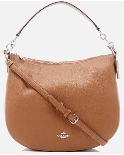 COACH Polished Pebble Leather Hadley Hobo Gd/1941 Saddle in Brown