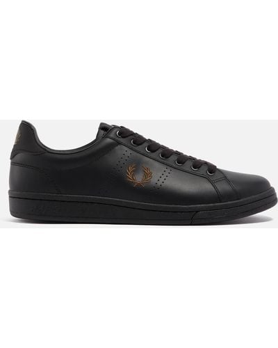 Fred Perry Leather Tennis Trainers - Black