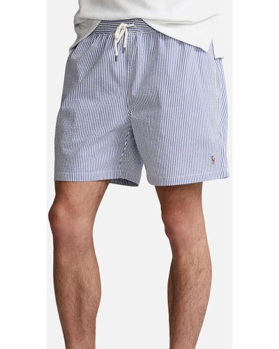 Polo Ralph Lauren Traveler Striped Seersucker Swim Shorts - Blue