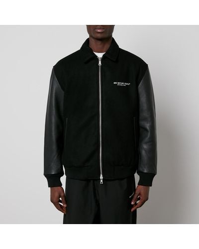 MKI Miyuki-Zoku Leather And Wool Varsity Jacket - Black