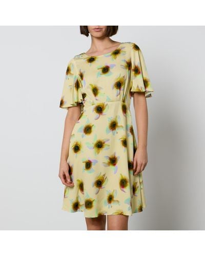 PS by Paul Smith Printed Satin-twill Dress - Yellow