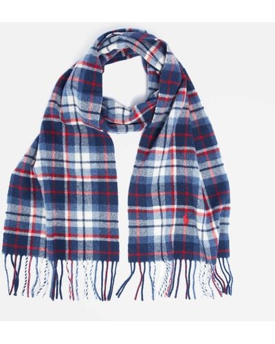 Polo Ralph Lauren Plaid Recycled Wool-blend Scarf - Blue