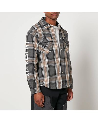 Represent Quilted Cotton-flannel Overshirt - Grey
