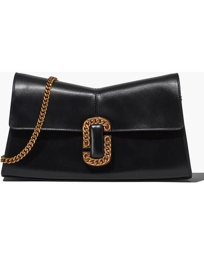 Marc Jacobs St Marc Coated Leather Clutch Bag - Black