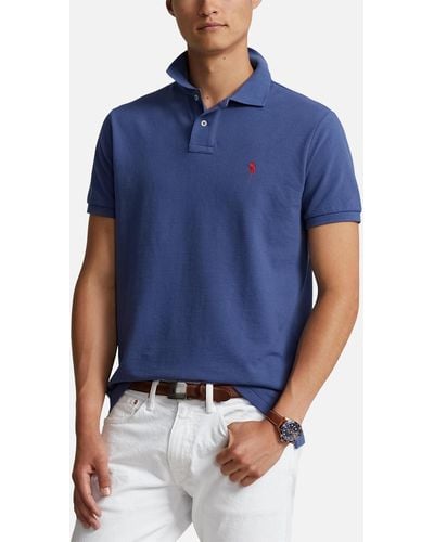 Polo Ralph Lauren Custom Slim Fit Cotton-Piqué Polo Shirt - Blue