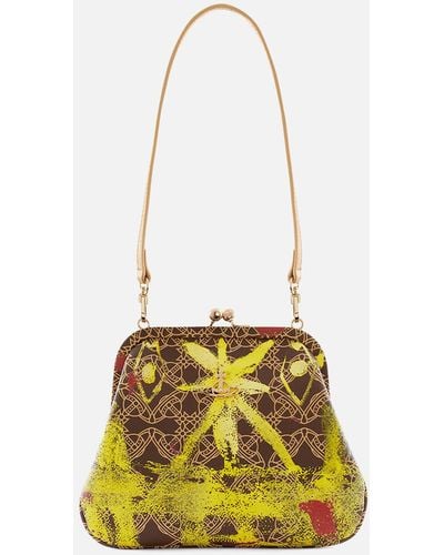 Vivienne Westwood Vivienne's Clutch Orborama Jacquard And Leather Bag - Yellow