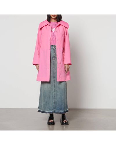 Ganni Logo-embroidered Ripstop Coat - Pink
