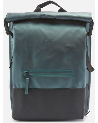 Rains Buckle Rolltop Metallic Coated Shell Backpack - Green