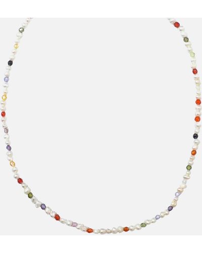 Hermina Athens Pearls And Rainbows Gemstone And Pearl Necklace - Metallic