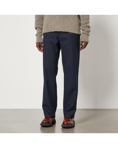 Ami Paris Wool Straight-leg Trousers - Blue