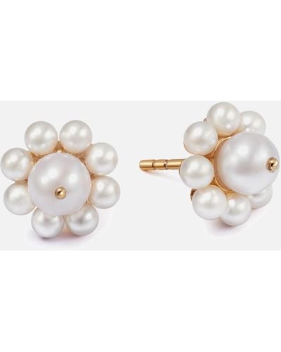 Daisy London Shrimps Pearl 18-karat Gold-plated Earrings - White