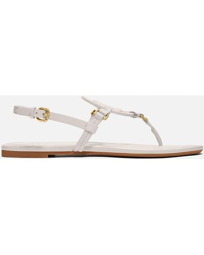 COACH Jeri Leather Toe Post Sandals - White