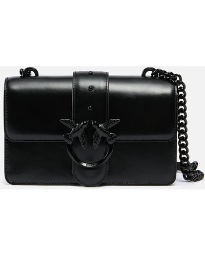 Pinko Love One Mini Iridescent Leather Crossbody Bag - Black