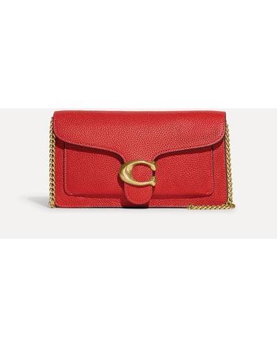 COACH Tabby Chain Leather Clutch Bag - Red