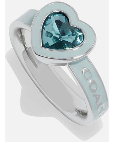 COACH Charming Crystals Silver-plated Ring - Blue