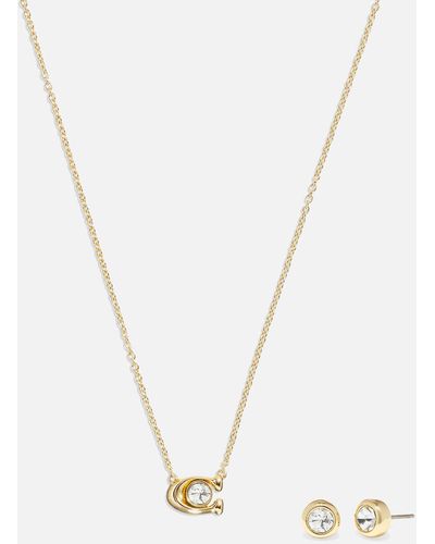 COACH Signature Gold-tone Necklace And Earrings Set - Metallic