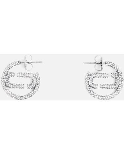 Marc Jacobs Small Crystal Silver-plated Hoop Earrings - White
