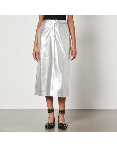 Jakke Oakland Faux Leather Midi Skirt - Weiß