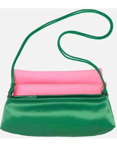 Stine Goya Trapeze Satin-feel Clutch Bag - Green