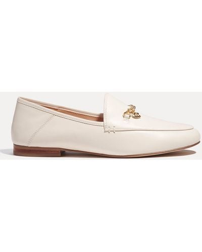 COACH Hanna Gold-tone Chain Leather Loafers - White