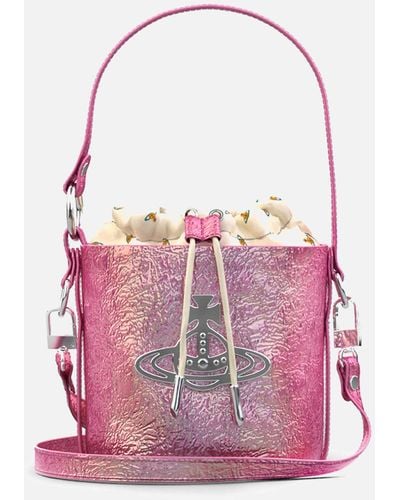 Vivienne Westwood Daisy Faux Leather Drawstring Bucket Bag - Pink