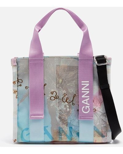 Ganni Tech Small Recycled Canvas Tote Bag - Purple