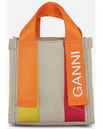 Ganni Tech Small Recycled Shell Tote Bag - Orange