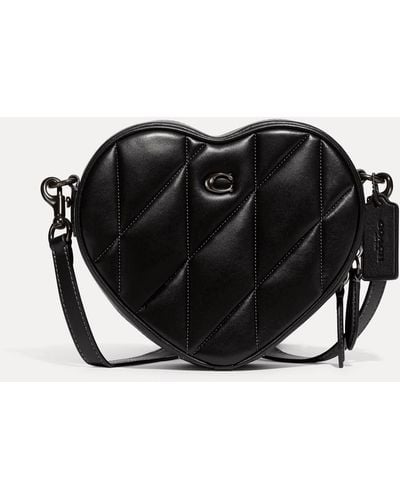COACH Quilted Leather Heart Cross Body Bag - Black