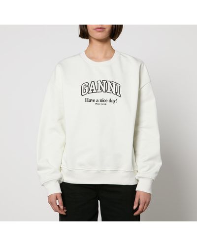 Ganni Isoli Oversized Organic Cotton Sweatshirt - White
