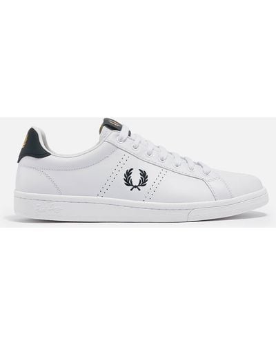 Fred Perry Tennis Embroidered Leather Trainers - White
