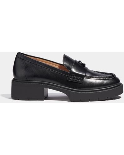 COACH Leah Leather Loafers - Black