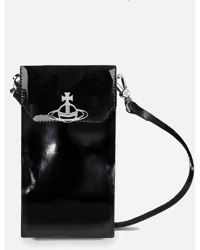 Vivienne Westwood Patent Leather Crossbody Phone Bag - Black